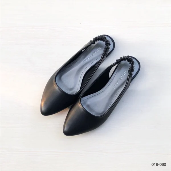 Elastic Back Slingback Flats in Black