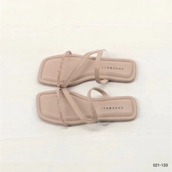 Elegant Sparkling Slip-On SHOEBALI Sandals in Beige