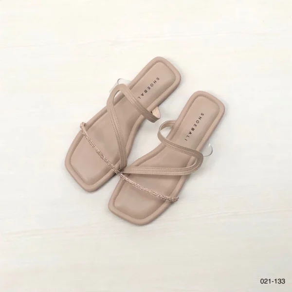 Elegant Sparkling Slip-On SHOEBALI Sandals in Beige