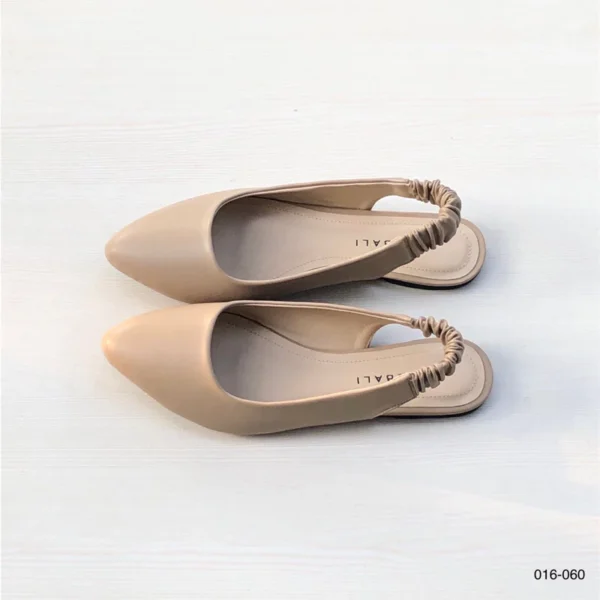 Women Elastic Back Slingback Flats in Beige