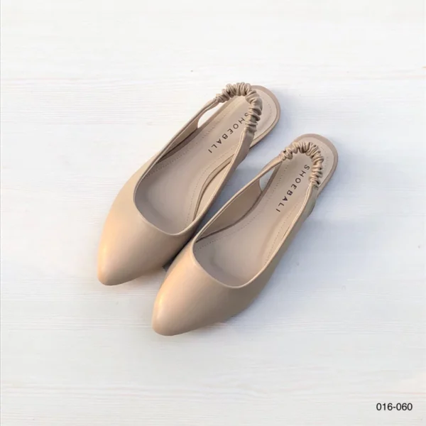Women Elastic Back Slingback Flats in Beige
