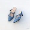 Denim Double Strap Pointed Heels Stylish Denim Strappy Pumps