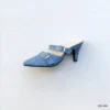 Denim Double Strap Pointed Heels Stylish Denim Strappy Pumps