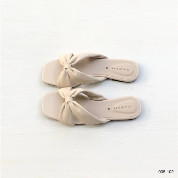 Pearl Design Women Soft Bow Slide Sandals