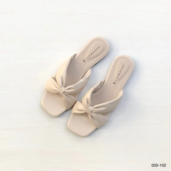 Pearl Design Women Soft Bow Slide Sandals