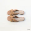 Pearl Design Women Soft Bow Slide Sandals in Brown