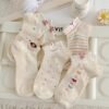 Set of 5 Women's Low-Cut Polka Dot Animal Socks