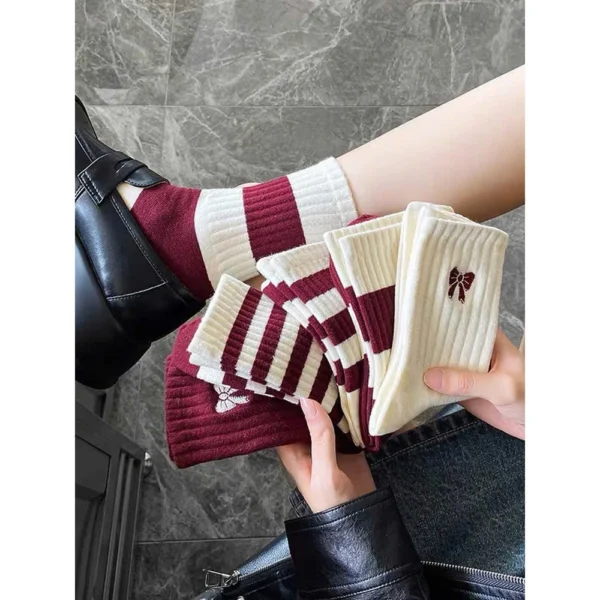 sg-11134201-821ex-mhamc6ou677w76 Set of 5 Women's High-Collar Bow Pattern Socks