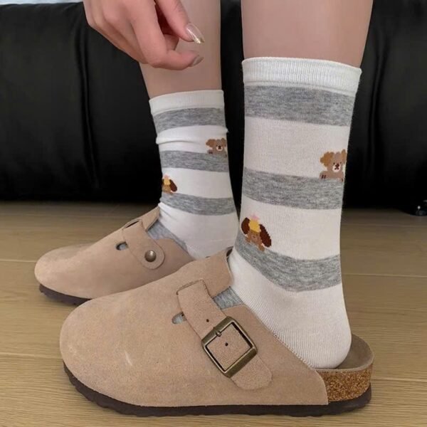 Set of 4 Women's Cotton Dog High-Collar Socks