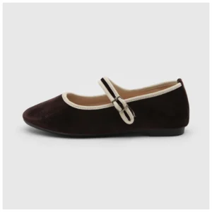 Soft Velvet Strap Flat Shoes Amila Velvet Mary Jane Flats