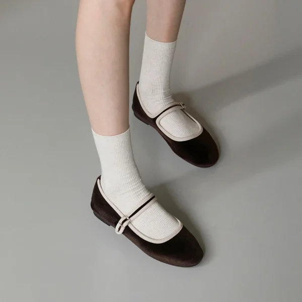 Soft Velvet Strap Flat Shoes Amila Velvet Mary Jane Flats