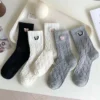 Set of 5 Women's Twisted Rope Bow High-Collar Socks