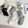Set of 5 Women's Twisted Rope Bow High-Collar Socks