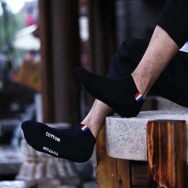 Thin Black & White Low-Top Sports Socks