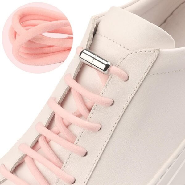 No-Tie Elastic Shoelaces with Metal Capsule Buckle Random