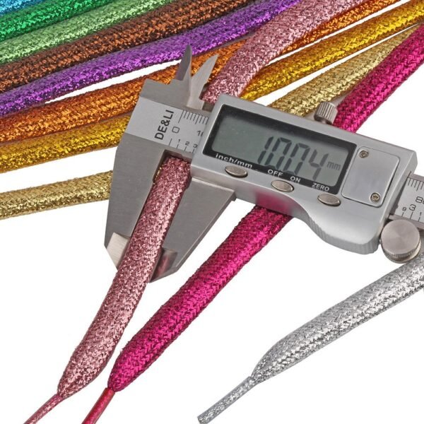 H58f9c604c4e84e0faa6da651ee4e002dC.jpg Premium Flat Shoelaces Shiny Bling Glitter Metallic Gold Durable Polyester Replacement Laces