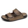New Top Genuine Leather Men's Slide Sandals Summer Classic Fashion Luxury Design Handmade Slipper Dubai Hot Sale Low Price Brand
