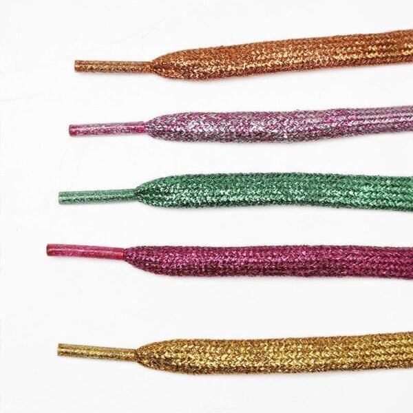 He40b5f09c66646d7b55096ce1b8964a50.jpg Premium Flat Shoelaces Shiny Bling Glitter Metallic Gold Durable Polyester Replacement Laces